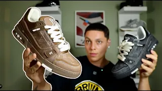 NEW BROWN LV NEW STYLE LV Trainer Monogram Brown White Sneaker Review ON FOOT