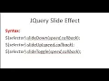 JQuery Slide Effect slidedown slideup slideToggle JQuery lecture 9