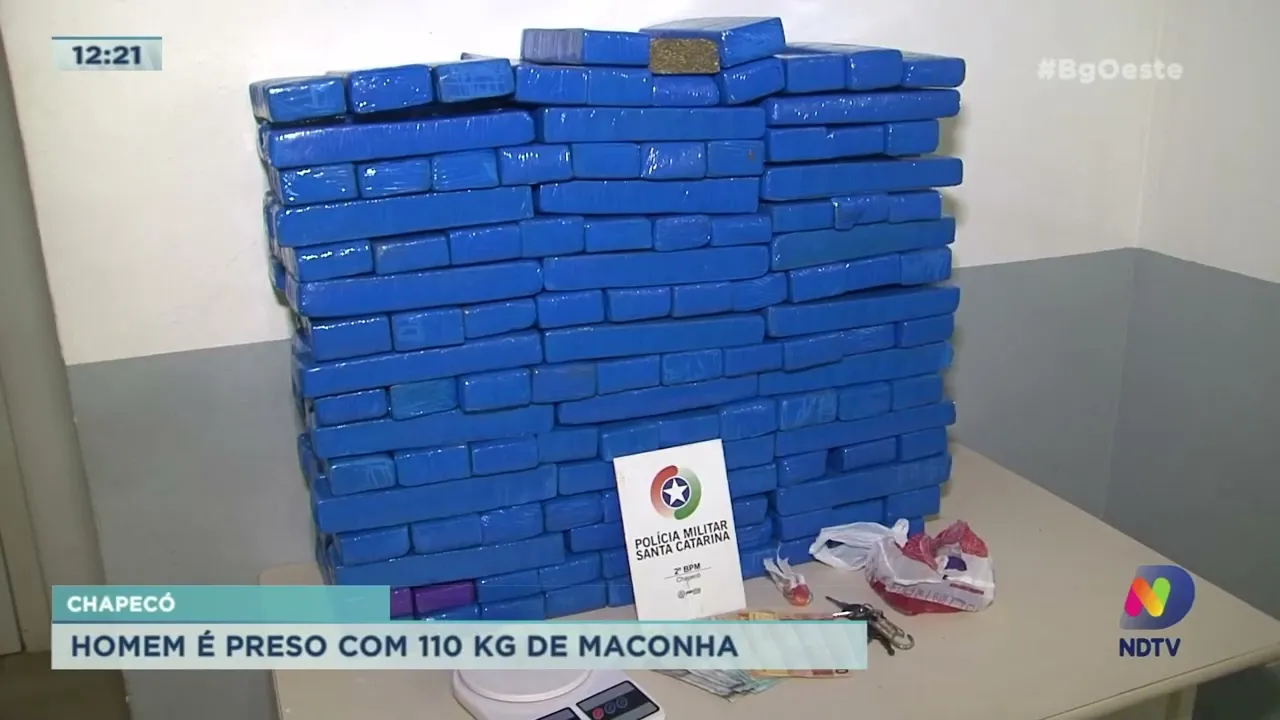 Homem é preso com 110 kg de maconha em Chapecó