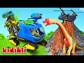 Toy Dino Rescue Truck \u0026 Helicopter Save Dinosaurs before Volcano Eruption 🦕 Video for Kids | Kidibli