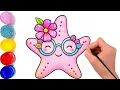 Ocean Animal Coloring Page for Kids Cute Starfish Fun Art Activity
