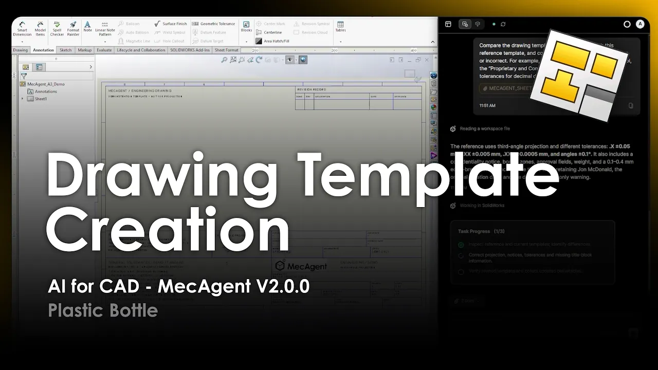 AI for CAD - Drawing Template Creation - MecAgent 2.0.0 - Demo