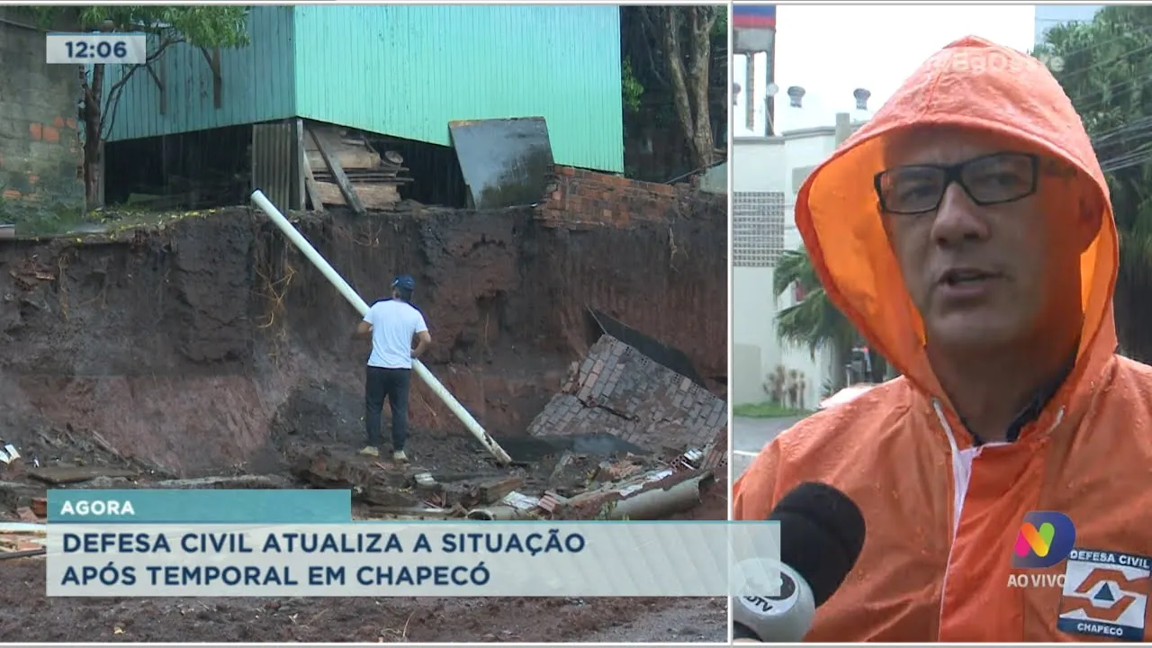 Temporal em Chapecó: Ruas e casas alagadas por conta das fortes chuvas