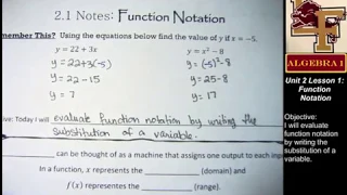 2-1 Function Notation Remember This