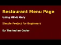 Create Restaurant Menu Page using HTML Only Simple HTML Project for Beginners