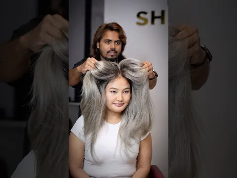 Icy Silver Hair Color Transformation 🤍🩶 | Grey Hair Makeover | Shanuzz Salon #Shorts