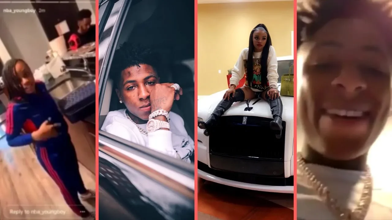 NBA YoungBoy and Girlfriend Money Yaya Floyd Mayweather Daughter Cooling At The House With YB Crew