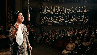 هجرتك أم كلثوم غصبت روحي على الهجران وأنت هواك يجري في دمي دندنها