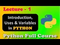 Python Full Course Introduction Variables Identifiers Lecture 1