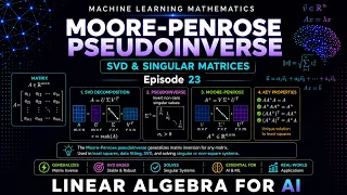 Machine Learning Mathematics Ep 23 Moore-Penrose Pseudoinverse SVD Singular Matrices