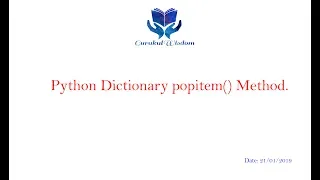 66-Python Dictionary popitem Method