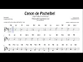Canon de Pachelbel en Re Mayor con Notas Partitura Flautas, Violin Oboe Instrumentos en do Versión
