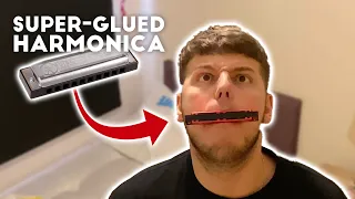 I SUPERGLUED A HARMONICA TO MY BROs MOUTH - PRANK!