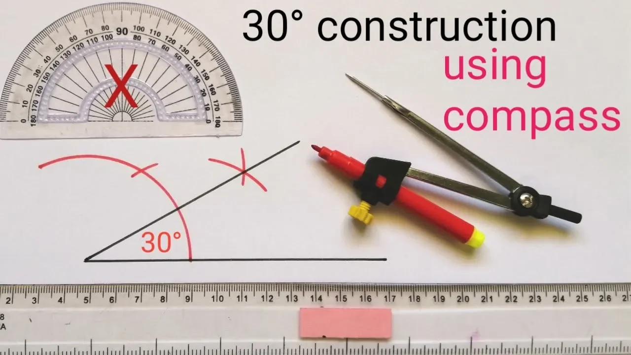 constructing an angle of 30° degree || How to construct 30° degrees