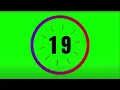 38 seconds countdown timer with number display with Alarm Greenscreen copyright free