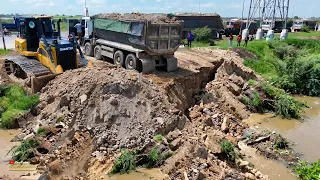WOW START EPIC !! Big Huge Lake Delete Making A Road, Dozer, Dump Truck, Build a Road, SkillFull Job