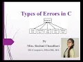 Types of Errors in C Programming Syntax Logical Run time Linker Semantic Errors
