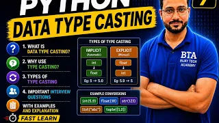 Python Data Type Casting Tutorial Implicit Explicit Type Casting Part 7 BTA