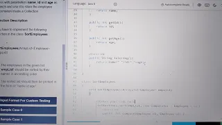 Java program to sort employee objects using Lambda Expression TCS hackerRank solution FrescoPlay