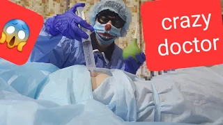 The Doctor Gives An Injection Crazy Doctor Large Syringe 