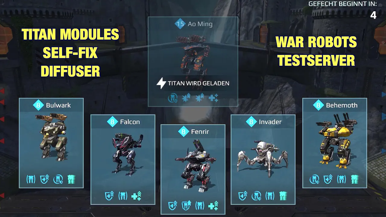 War Robots Testserver New Self-Fix Module makes Titan Ao Ming indestructible
