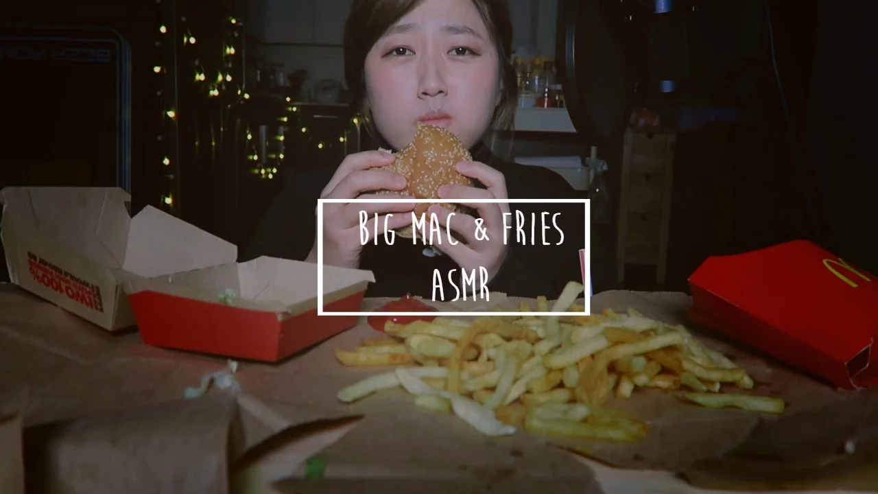 McDonalds Big Mac & Fries Eating Sounds   KEEMI ASMR