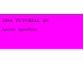 JAVA tutorial 23 Access specifiers
