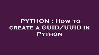 PYTHON How to create a in Python