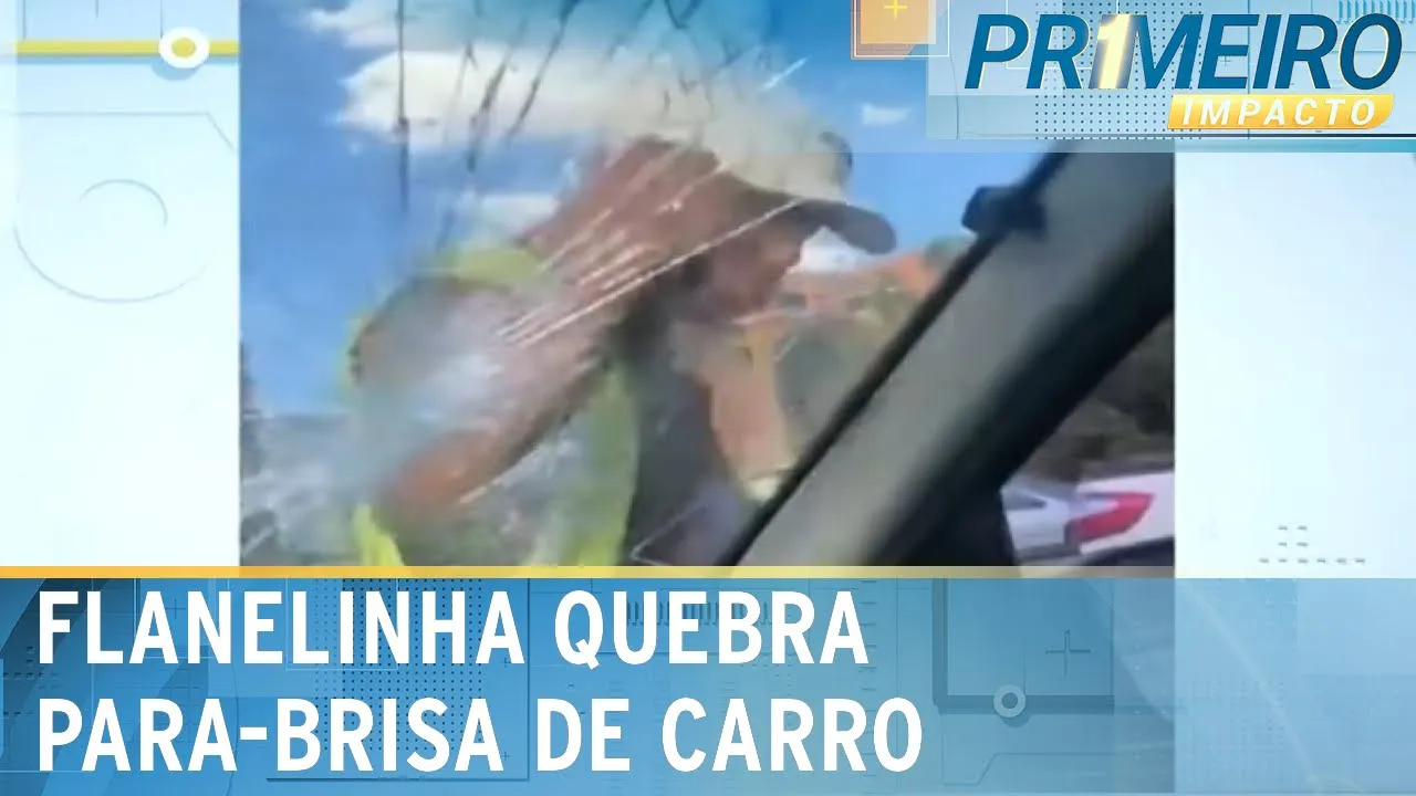 Flanelinha quebra para-brisa de carro após discussão por vaga na rua | Primeiro Impacto (14/11/23)