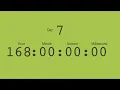 Eye-Friendly Countdown Timer Decreasing From 1 Week 7 Days 168 Hours to 0