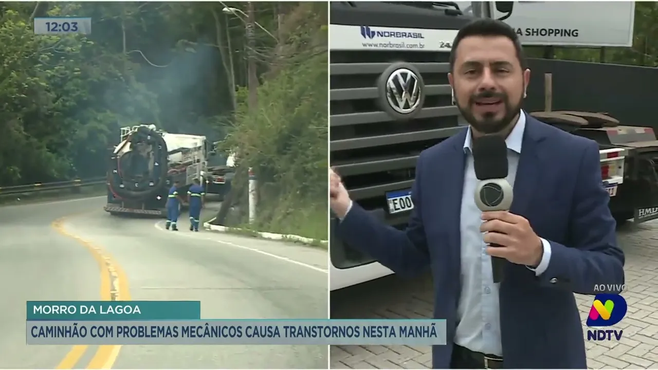 Morro da Lagoa: caminhão com problemas mecânicos causa transtornos no trânsito