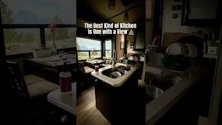 The Best Kind of Kitchen is one with a View 🏔️ #rv #rvliving #mountainview #Wyoming #usa
