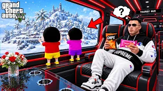 Shinchan Took Himawari & Franklin On a LUXURY BUS Picnic in GTA 5 | JSS GAMER