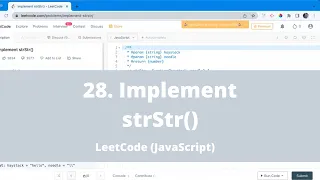 28 Implement strStr - LeetCode JavaScript