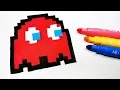 Handmade Pixel Art - How To Draw a Pac-man Ghost Halloween