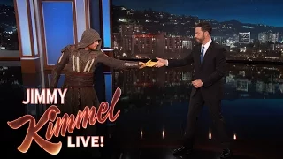 deliveryman brings jimmy kimmel the new assassin s creed 
