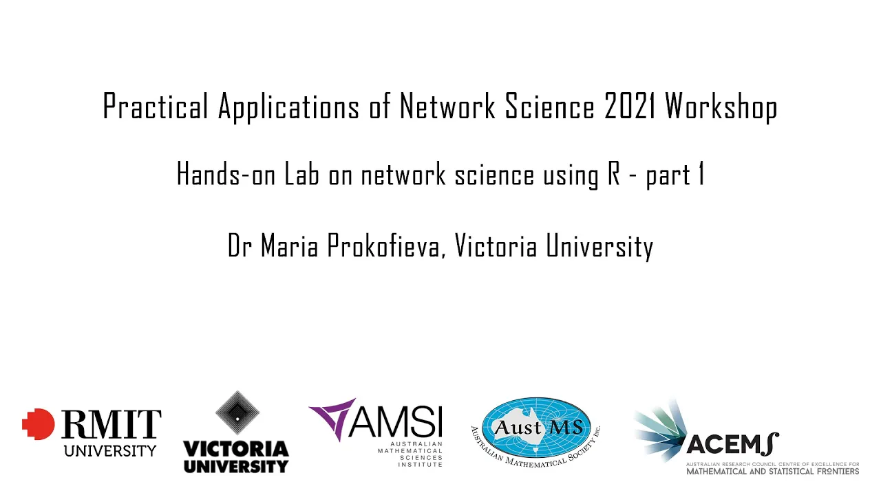 R Workshop - Part 1: Applications of Network Science Workshop