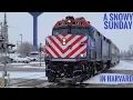 A Snowy Metra Sunday in Harvard IL Railfanning the UP-NW Line 26