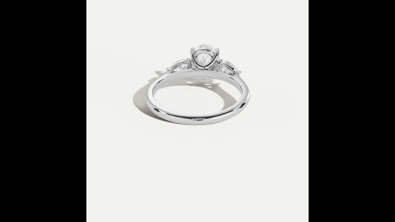 Esme丨Oval Lab Diamond Three-Stone Engagement Ring with Pear Side Stones