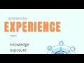 Synonyms For Experience knowledge exposure familiarity involvement participation practice tra