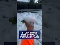 Hail piles up in Portland Maine from thunderstorm