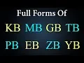 Full Forms Of KB MB GB TB PB EB ZB YB