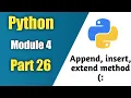 python tutorial in hindi Part 26 Append insert extend method in list