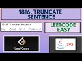 Leetcode 1816 Truncate Sentence Easy Java Solution