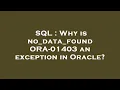 SQL Why is no - data