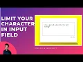 Character Limit in Input Field HTML CSS JAVASCRIPT