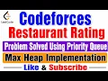 Codeforces Restaurant Rating Problem Solved Using Priority Queue Max Heap Implementation