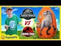Download Lagu Jurassic World Fallen Kingdom vs Jurassic Park Dinosaurs! Giant T-Rex Dinosaur \u0026 Surprise Egg Toys