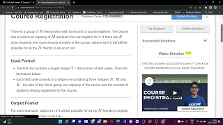 CodeChef Starters 32 Division 4 Rated Course Registration Problem Code COURSEREG
