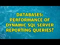 Databases Performance of dynamic SQL Server reporting queries